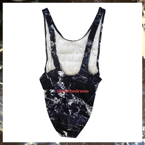 NORMA KAMALI Marissa Swimsuit Blue/ Black Marble SZ M $175 - Picture 12 of 13